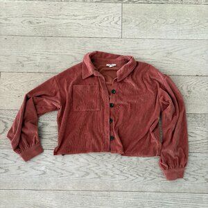 Madewell Coral Knit Corduroy Crop Shirt-Jacket